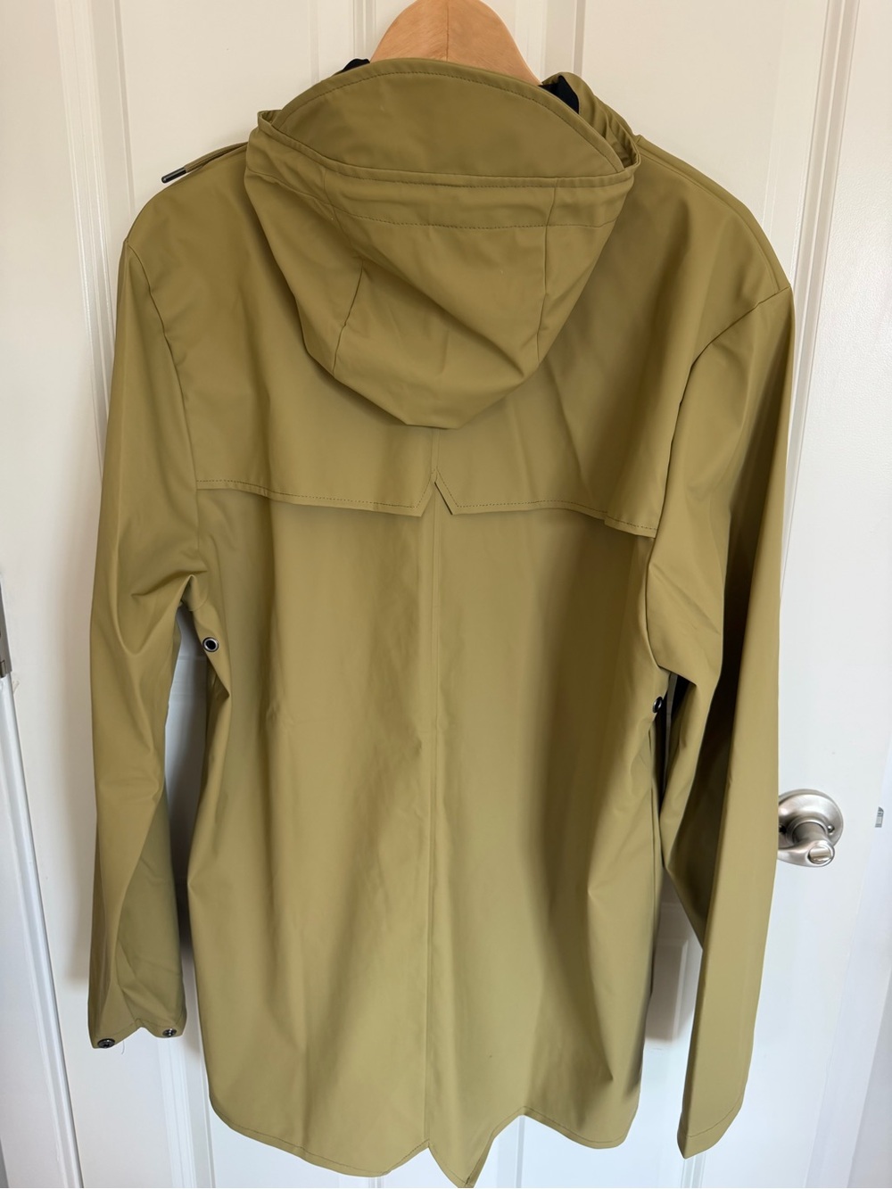 RAINS Waterproof Snap Front Rain Jacket Khaki Unisex M - Picture 2 of 6